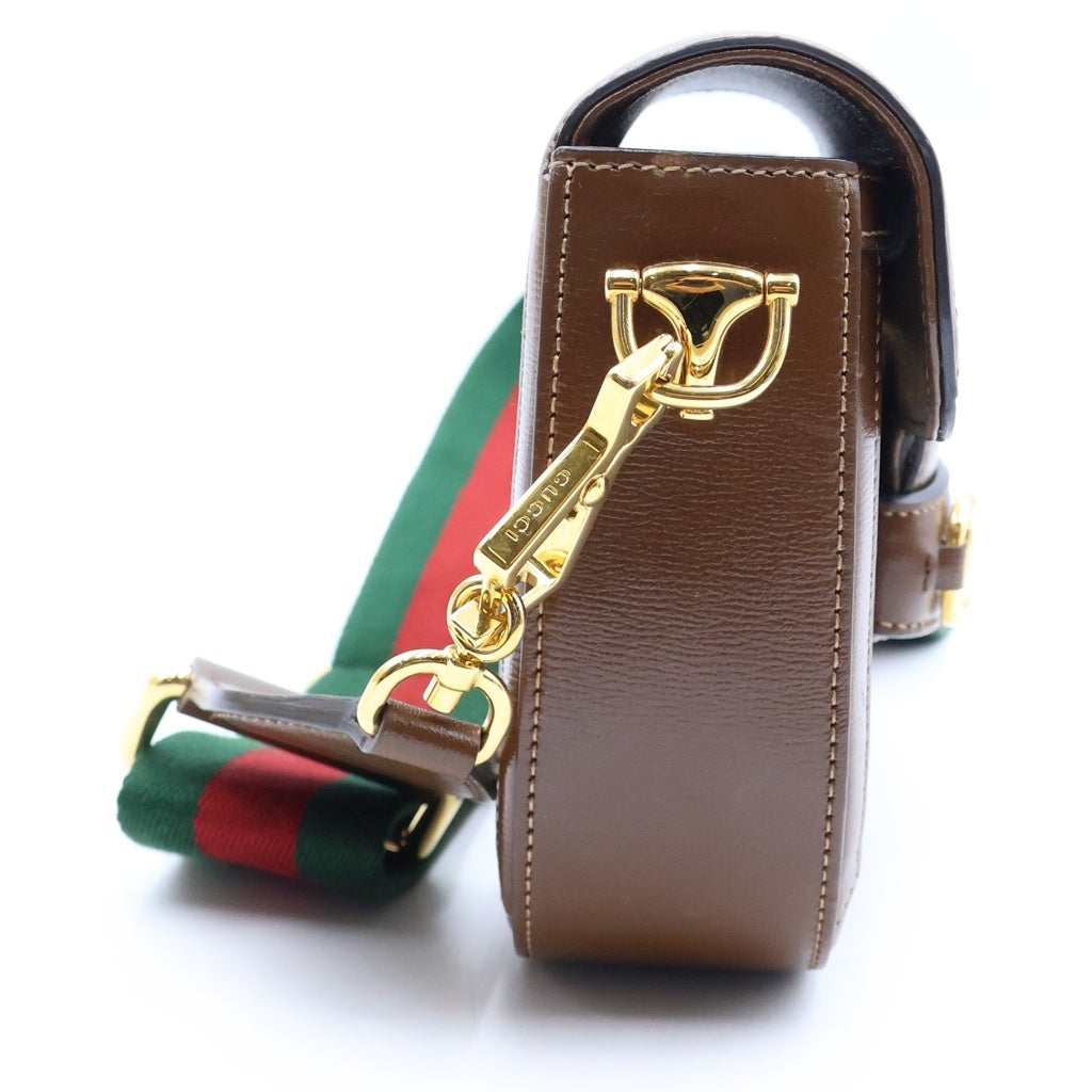 GUCCI(グッチ) GGスプリーム ホースビット PVC レザー ショルダーバッグ ベージュ ゴールド金具 658574 レディース