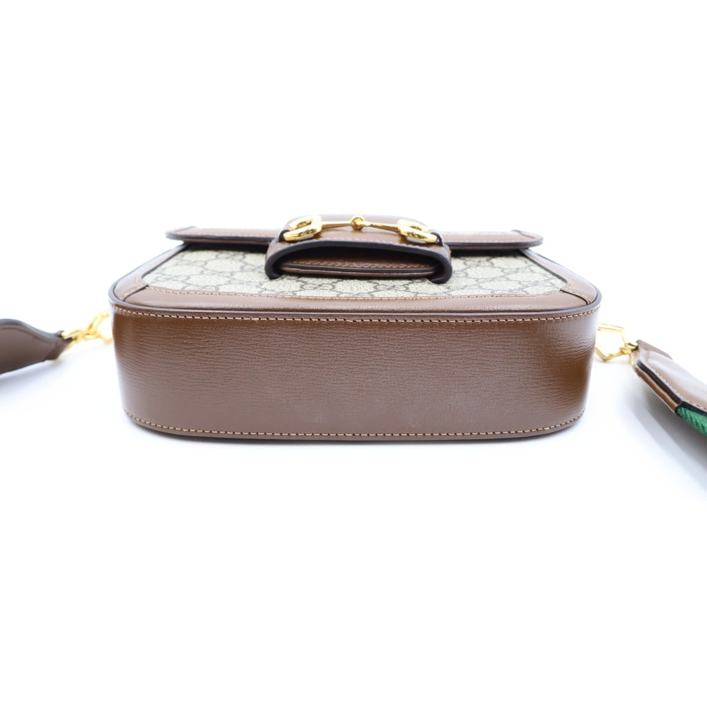 GUCCI(グッチ) GGスプリーム ホースビット PVC レザー ショルダーバッグ ベージュ ゴールド金具 658574 レディース