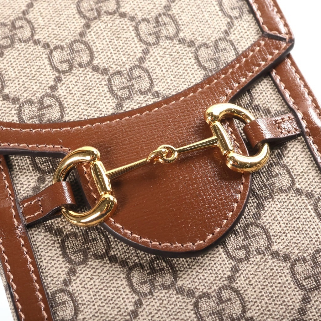 GUCCI(グッチ) GGスプリーム ホースビット PVC レザー ミニショルダーバッグ ベージュ ゴールド金具 625615 レディース