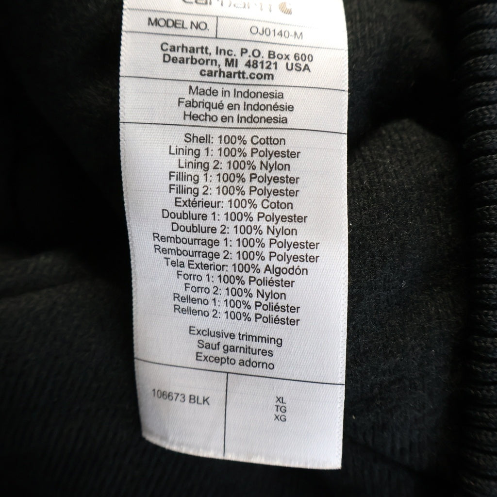 CARHARTT(カーハート) WASHED DUCK INSULATED ACTIVE JACKET アクティブ ジップアップ フーデッド ダックジャケット ブラック