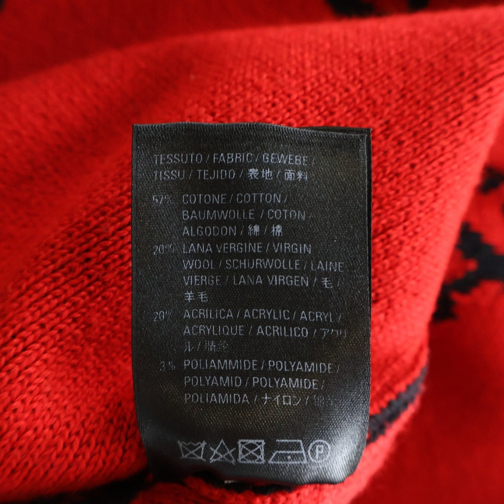BALENCIAGA(バレンシアガ) 19SS ジャガードロゴ 総柄 クルーネック ニットセーター ネイビー/レッド 570753 T3153