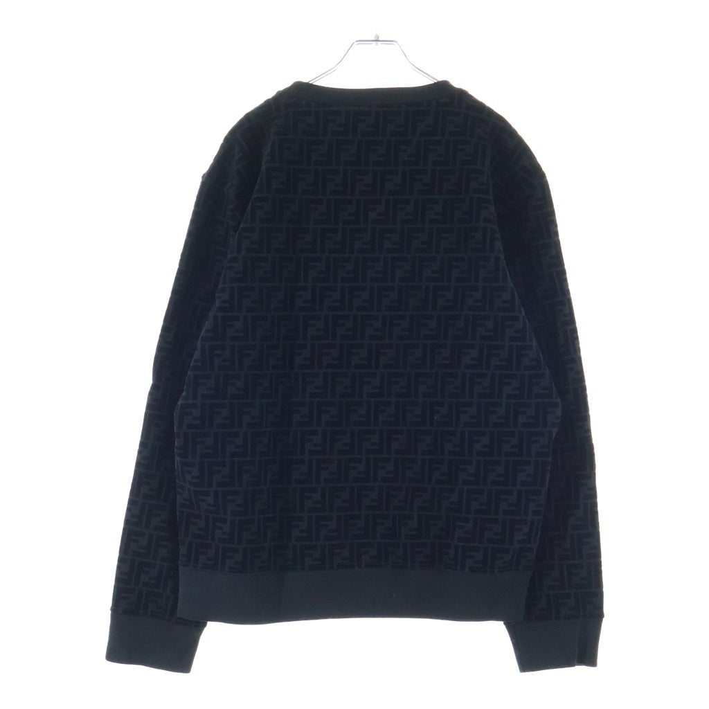 FENDI(フェンディ) フロッキー ズッカ柄 クルーネックスウェットトレーナー ブラック FY1077 AFRJ