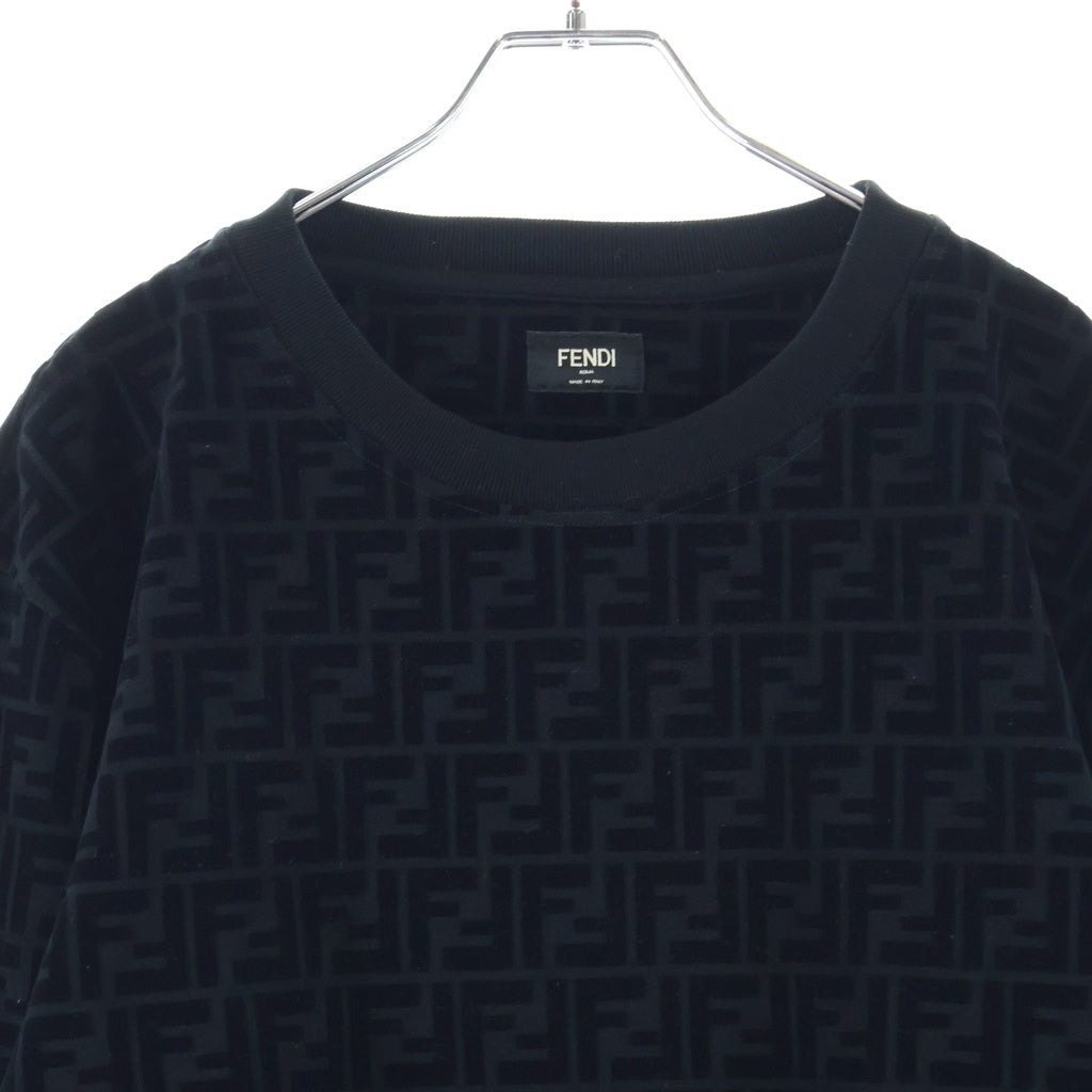 FENDI(フェンディ) フロッキー ズッカ柄 クルーネックスウェットトレーナー ブラック FY1077 AFRJ