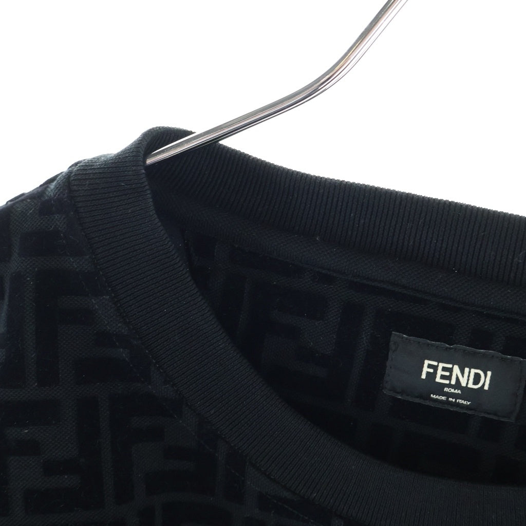 FENDI(フェンディ) フロッキー ズッカ柄 クルーネックスウェットトレーナー ブラック FY1077 AFRJ