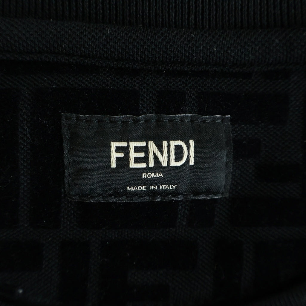 FENDI(フェンディ) フロッキー ズッカ柄 クルーネックスウェットトレーナー ブラック FY1077 AFRJ