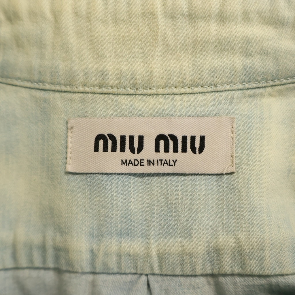 miumiu(ミュウミュウ) ロゴ刺繍 長袖デニムシャツ インディゴブルー #38 GWC097 10BM レディース