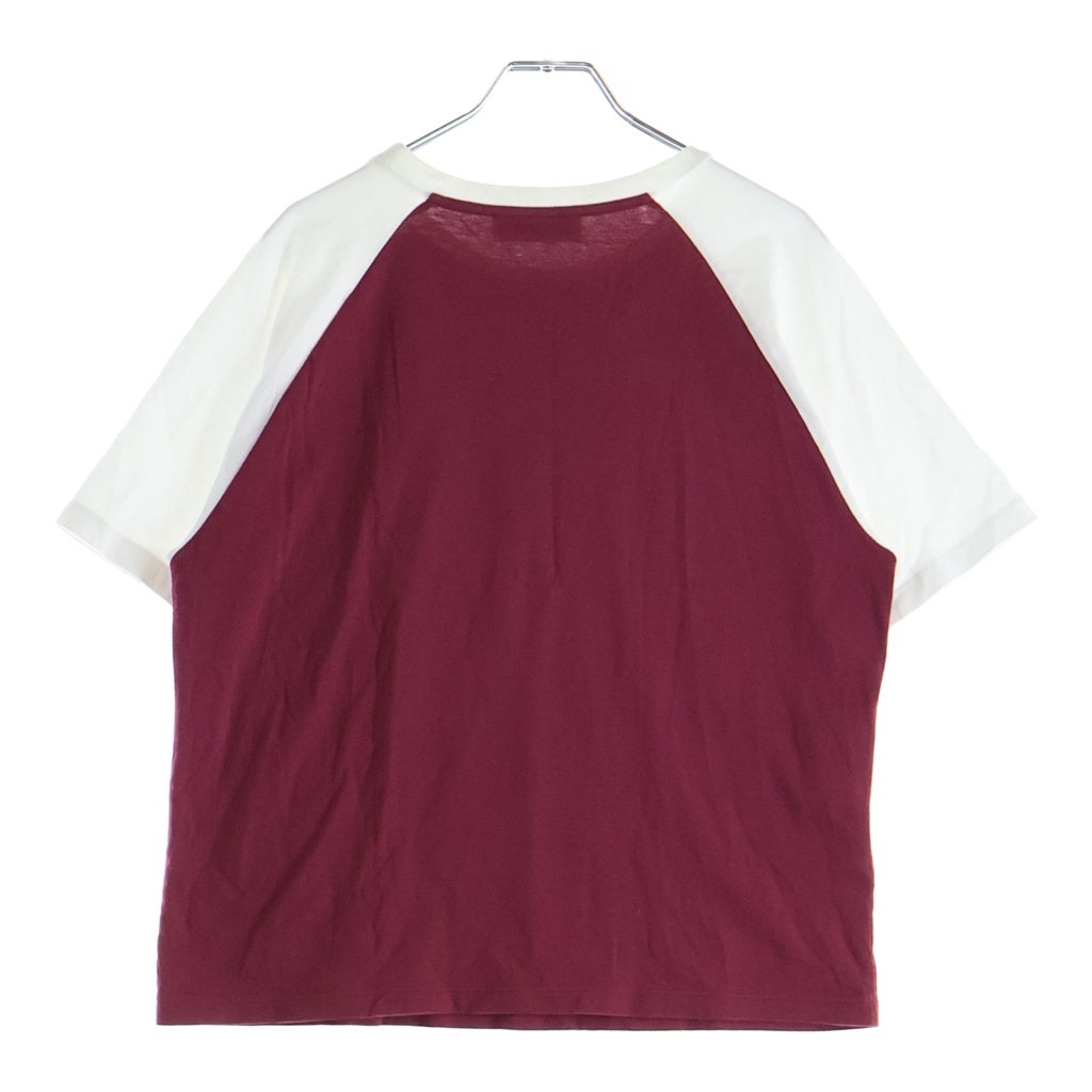 miumiu(ミュウミュウ) ラグランスリーブ フロントロゴプリント 半袖Tシャツ カットソー ワインレッド/ホワイト MJN400 11MV レディース