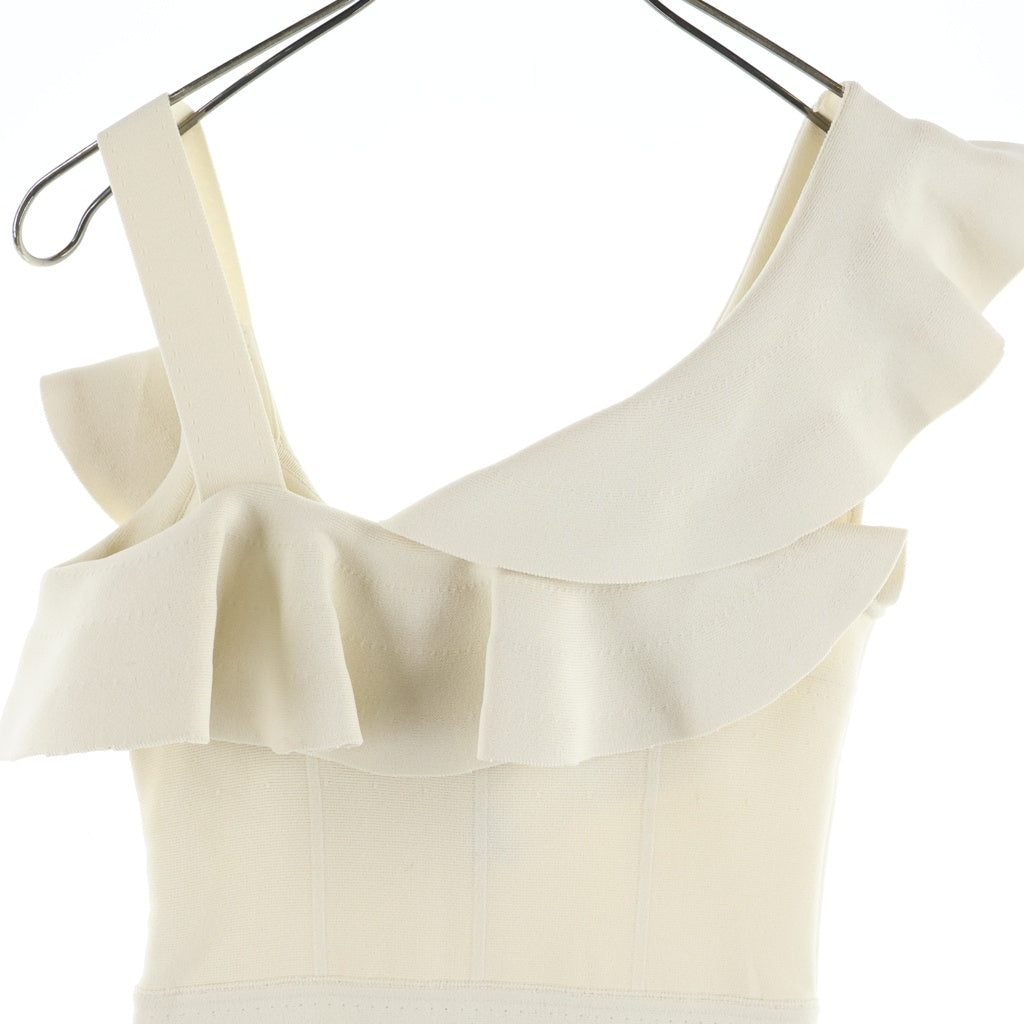 Alexander McQueen(アレキサンダーマックイーン) Ruffle Sleeveless Dress ラッフル ノースリーブドレス ワンピース ジャージー素材 イタリア製 アイボリー 710222 レディース