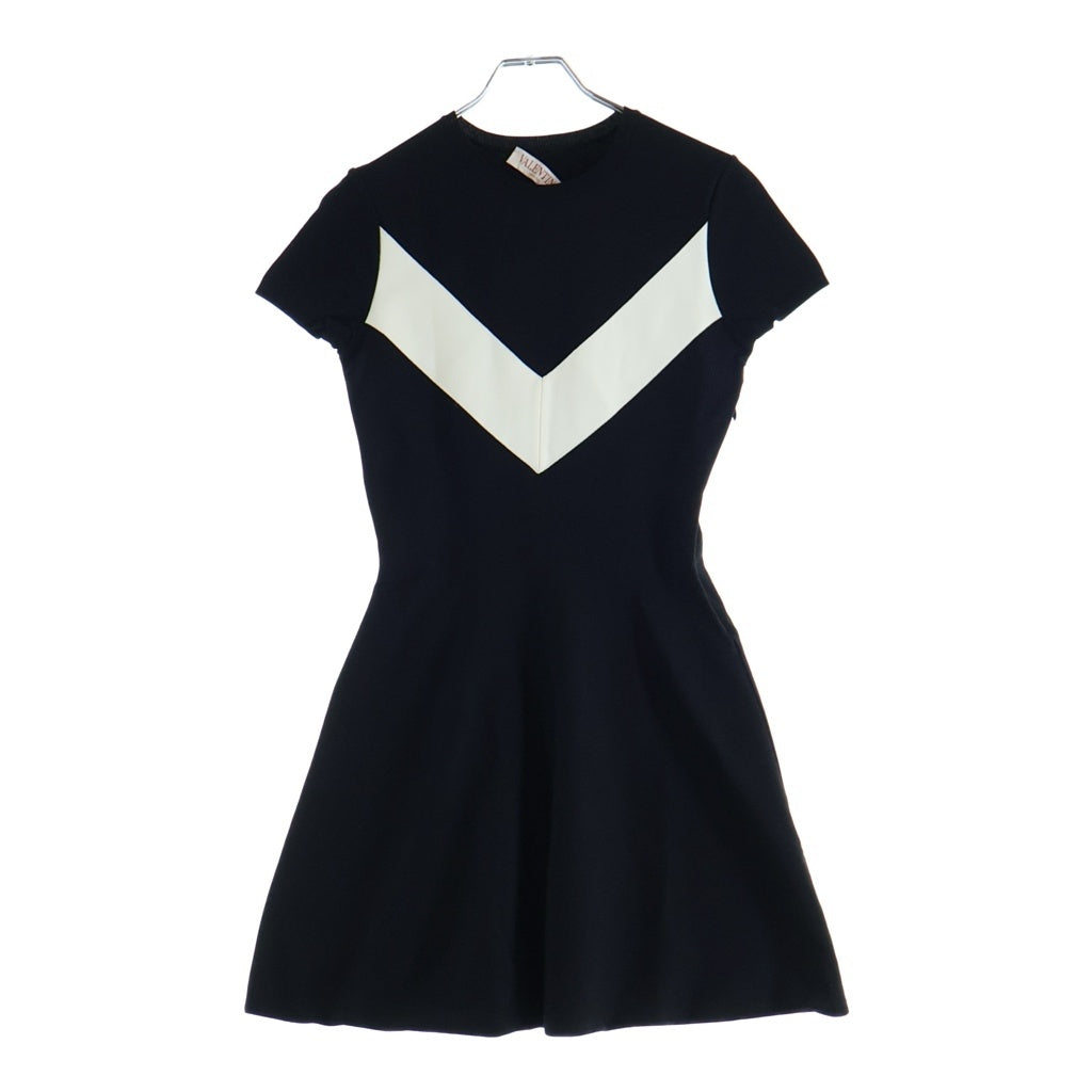VALENTINO(ヴァレンティノ) V Logo Mini Dress ロゴプリント ミニドレス 半袖ワンピース レーヨン ポリエステル ブラック 183KD08V7GG レディース