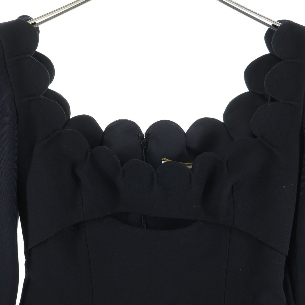 SAINT LAURENT PARIS(サンローランパリ) Cut-Out Short Dress カットアウトデザイン ショートドレス 長袖ワンピース ウール ブラック 680631 Y024K レディース