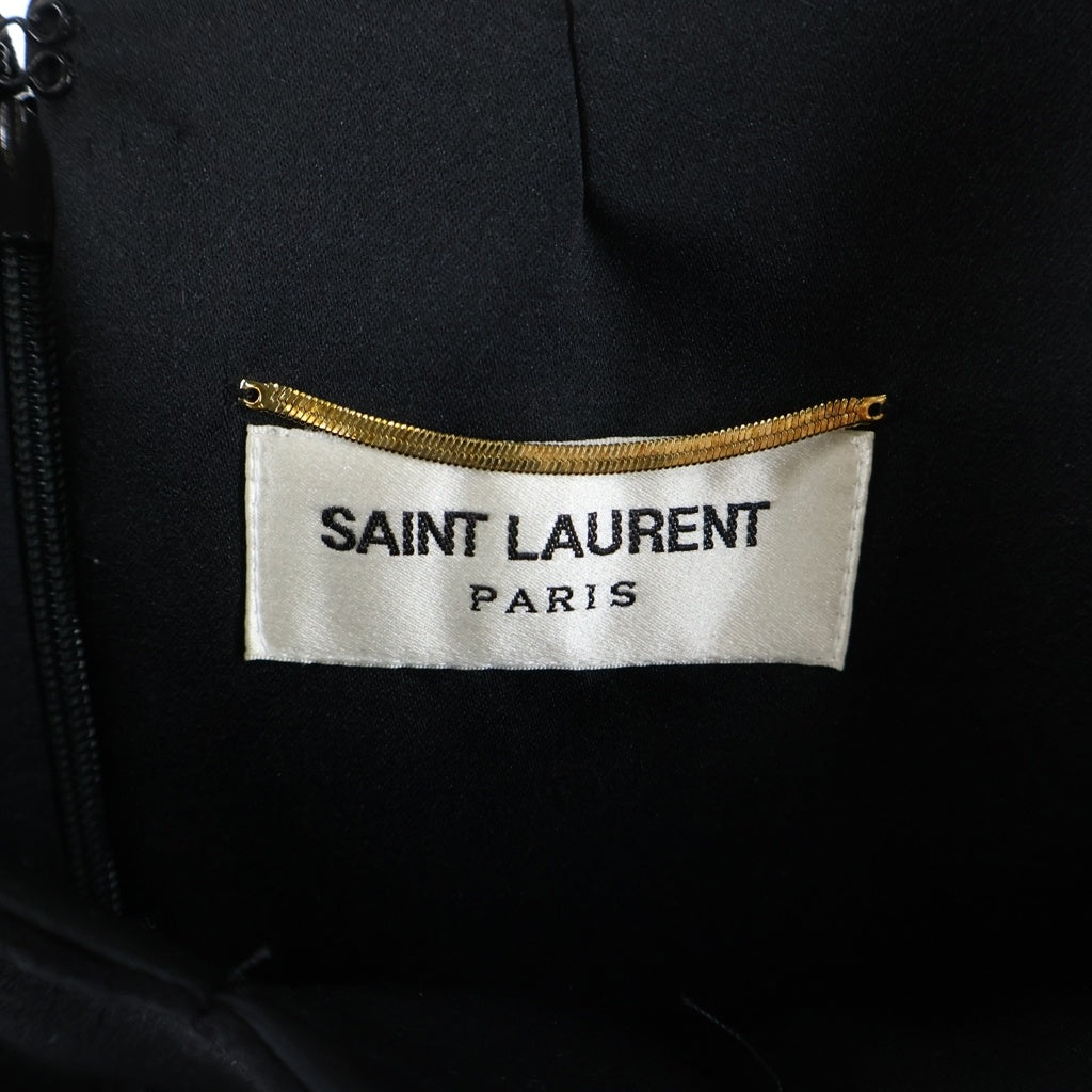 SAINT LAURENT PARIS(サンローランパリ) Cut-Out Short Dress カットアウトデザイン ショートドレス 長袖ワンピース ウール ブラック 680631 Y024K レディース