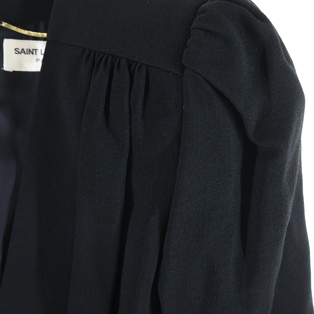 SAINT LAURENT PARIS(サンローランパリ) Deep V ミニドレス バックジップデザインひざ丈ワンピース ブラック #34 RH43 706903 Y012W 1000 レディース