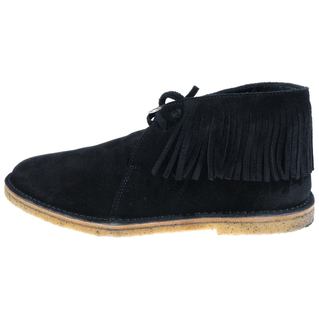 SAINT LAURENT PARIS(サンローランパリ) Nino スエード フリンジ デザートブーツ モカシンブーツ ブラック 556004