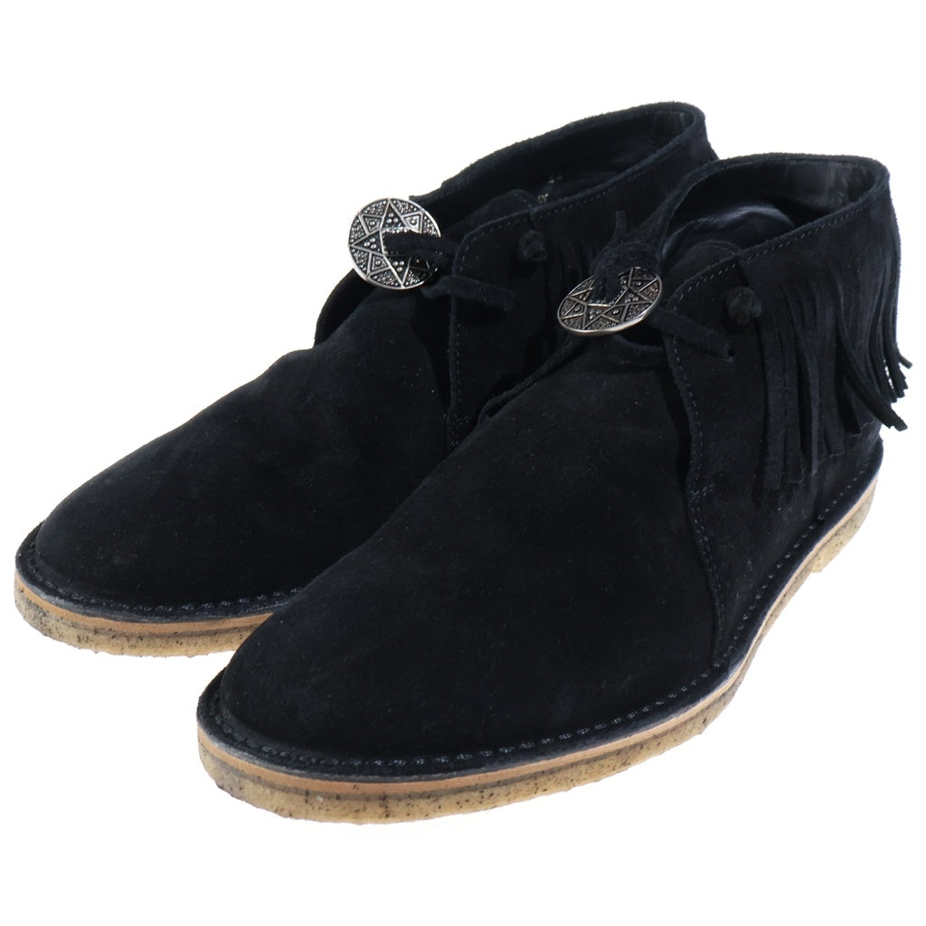 SAINT LAURENT PARIS(サンローランパリ) Nino スエード フリンジ デザートブーツ モカシンブーツ ブラック 556004
