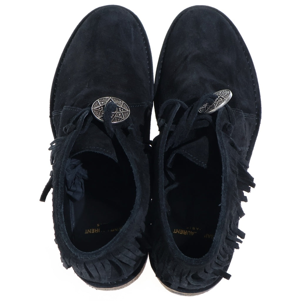 SAINT LAURENT PARIS(サンローランパリ) Nino スエード フリンジ デザートブーツ モカシンブーツ ブラック 556004