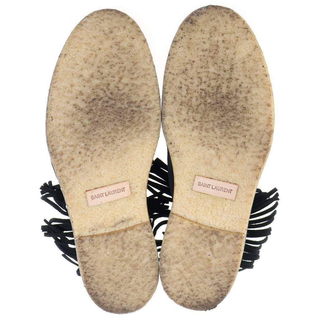 SAINT LAURENT PARIS(サンローランパリ) Nino スエード フリンジ デザートブーツ モカシンブーツ ブラック 556004