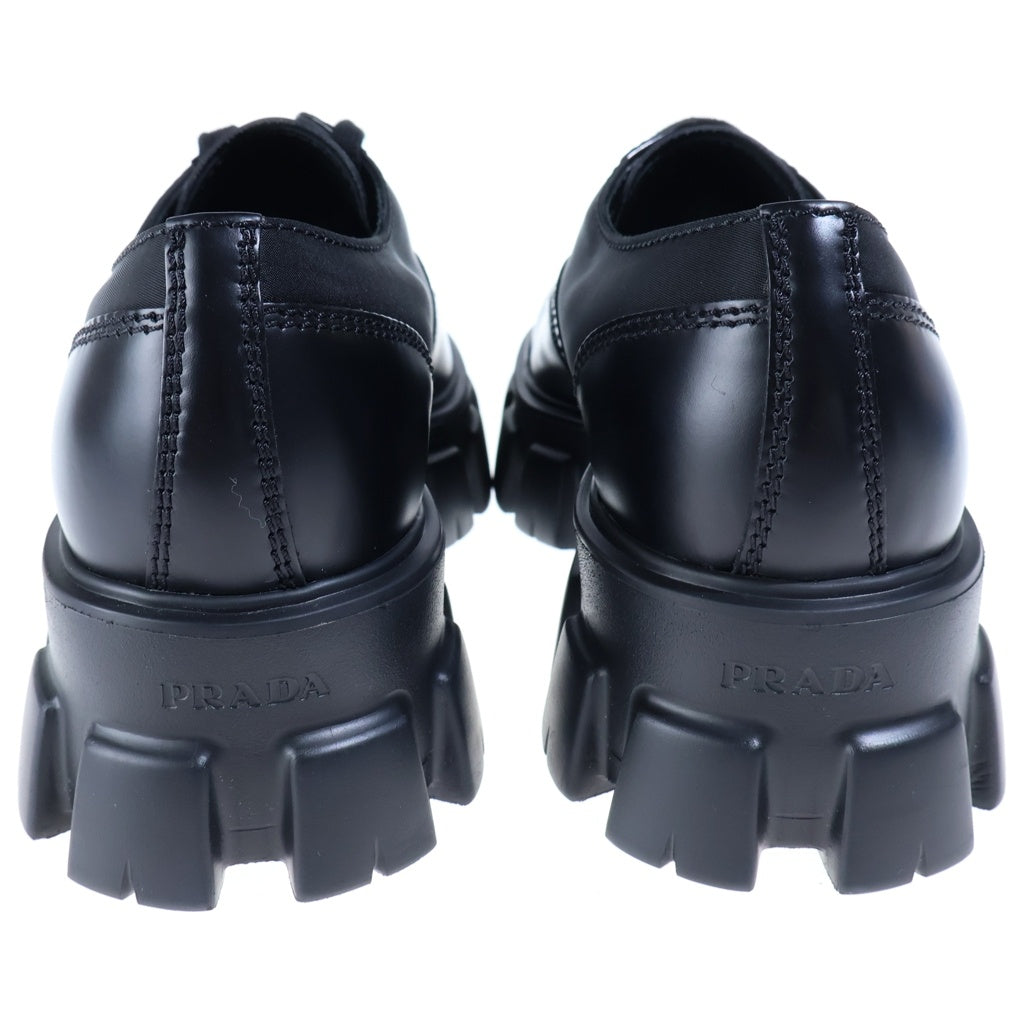 PRADA(プラダ) MONOLITH RE-NYLON LACE-UP SHOES モノリス リナイロン レースアップレザーシューズ プレーントゥ ブラック 2EE342