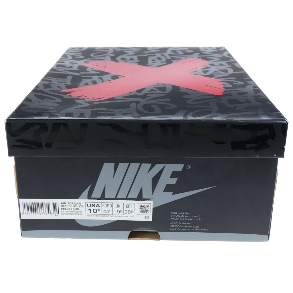 NIKE(ナイキ) AIR JORDAN1 RETRO HIGH OG REBELLIONAIRE エアジョーダン1 レトロ リベリオネア ハイカットスニーカー ブラック/グレー US10.5/28.5cm 555088-036