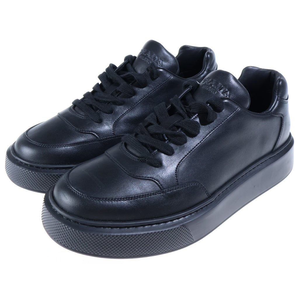PRADA(プラダ) ヴィテロモンタナ レザー ローカットスニーカー ブラック 4E3453