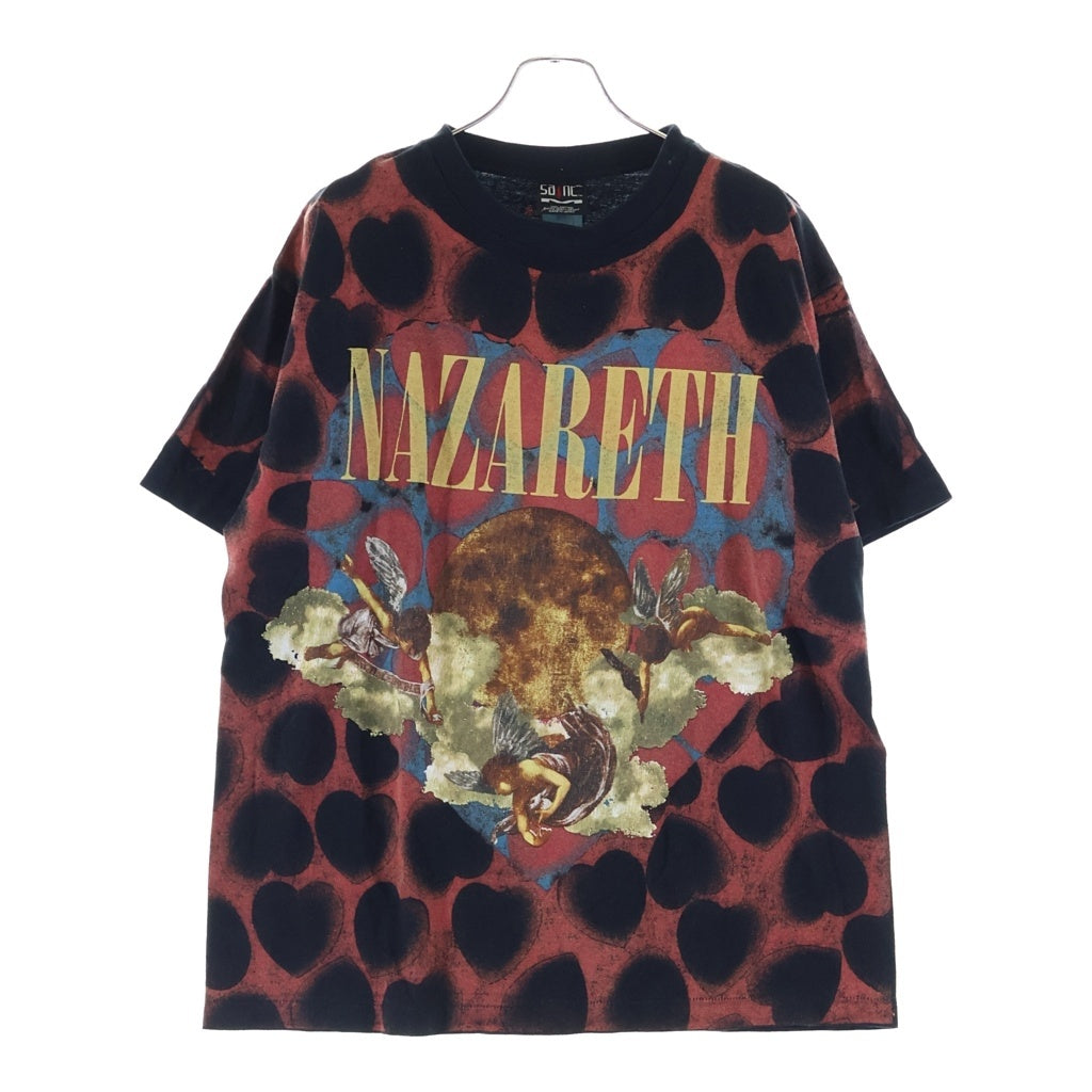SAINT MICHAEL(セントマイケル) 21SS NAZARETH SS TEE ナザレス ハート 総柄プリント クルーネック 半袖Tシャツ カットソー ブラック SM-S21-0000-005