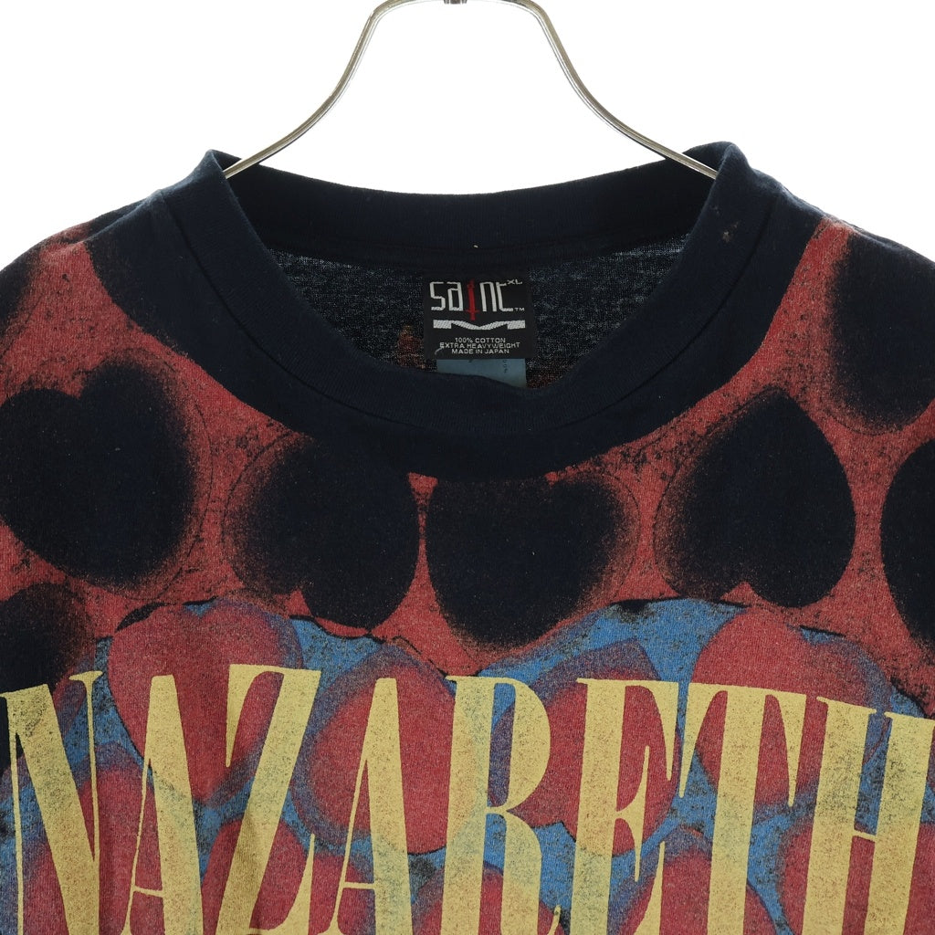 SAINT MICHAEL(セントマイケル) 21SS NAZARETH SS TEE ナザレス ハート 総柄プリント クルーネック 半袖Tシャツ カットソー ブラック SM-S21-0000-005