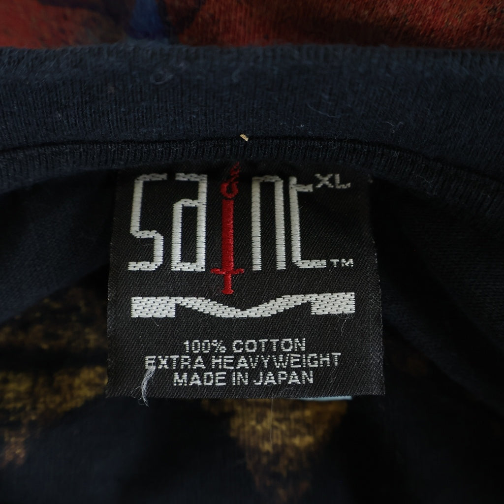 SAINT MICHAEL(セントマイケル) 21SS NAZARETH SS TEE ナザレス ハート 総柄プリント クルーネック 半袖Tシャツ カットソー ブラック SM-S21-0000-005