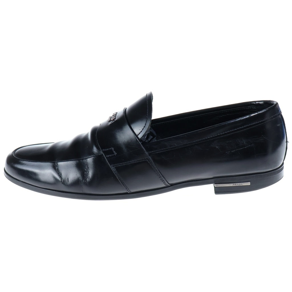 PRADA(プラダ) メタルロゴ ブラッシュドレザー コインローファー シューズ ブラック 2DC175
