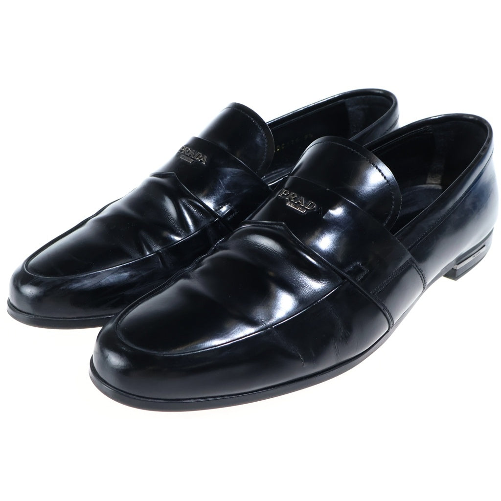 PRADA(プラダ) メタルロゴ ブラッシュドレザー コインローファー シューズ ブラック 2DC175