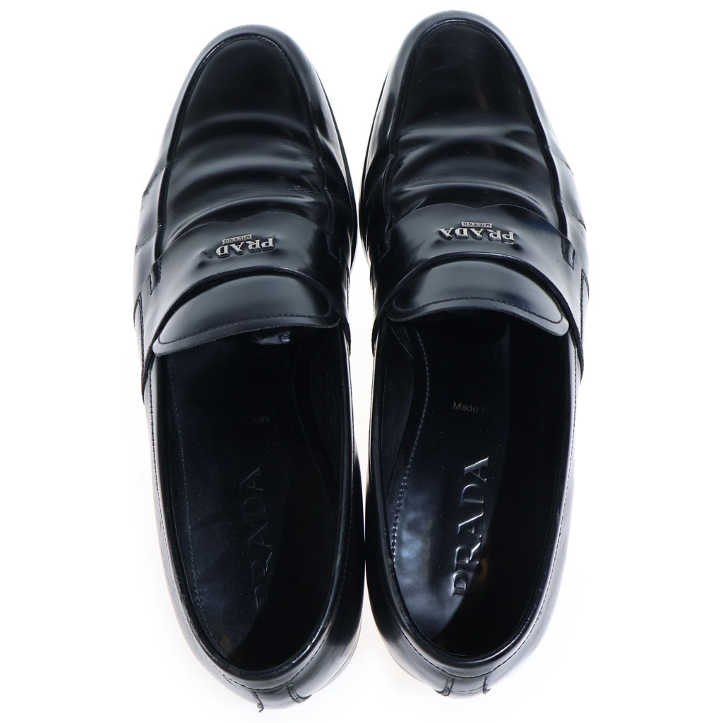 PRADA(プラダ) メタルロゴ ブラッシュドレザー コインローファー シューズ ブラック 2DC175