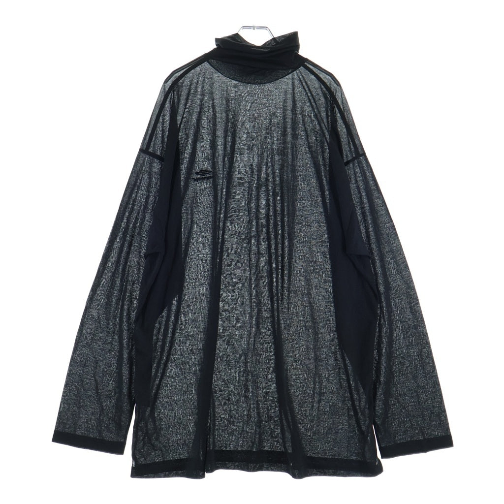 BALENCIAGA(バレンシアガ) ロゴ刺繍 コットンナイロン ハイネック 長袖Tシャツ カットソー ブラック 698000 TMVA8