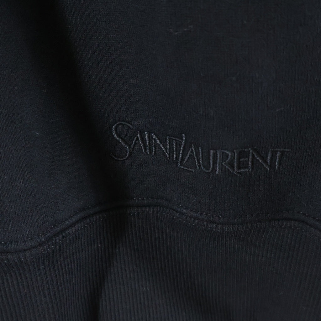 SAINT LAURENT PARIS(サンローランパリ) Half Zip Logo Hoodie ロゴ刺繍 ハーフジップ スウェット プルオーバーパーカー ブラック 802136 Y36SW