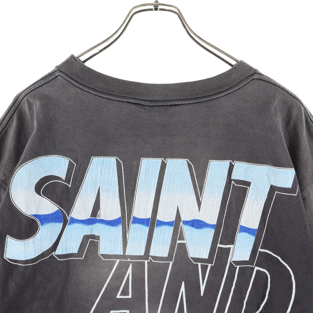 SAINT MICHAEL(セントマイケル) 21AW ×WIND AND SEA ウィンダンシー ヴィンテージ加工 グラフィックプリント クルーネック 半袖Tシャツ カットソー グレー SM-A21-0000-062