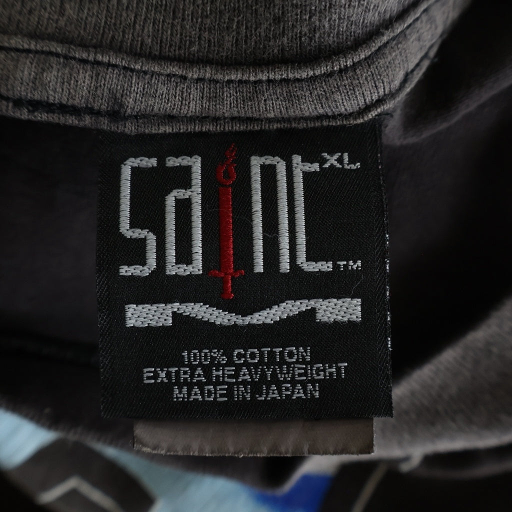 SAINT MICHAEL(セントマイケル) 21AW ×WIND AND SEA ウィンダンシー ヴィンテージ加工 グラフィックプリント クルーネック 半袖Tシャツ カットソー グレー SM-A21-0000-062