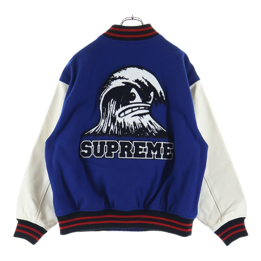 SUPREME(シュプリーム) 24SS Wave Varsity Jacket ウェーブ バーシティ フロントバッグ刺繍 ボタンフライ スタジャン ジャケット マルチ