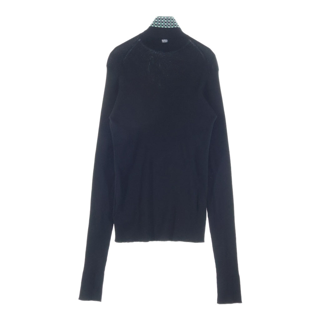 PRADA(プラダ) 22AW ジャガードネックロゴ リブ タートルネック コットン ニットセーター ブラック UMR527