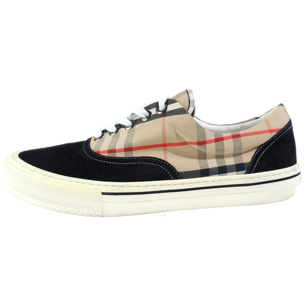 BURBERRY(バーバリー) ノバチェック スウェード ローカットスニーカー ブラック/ベージュ