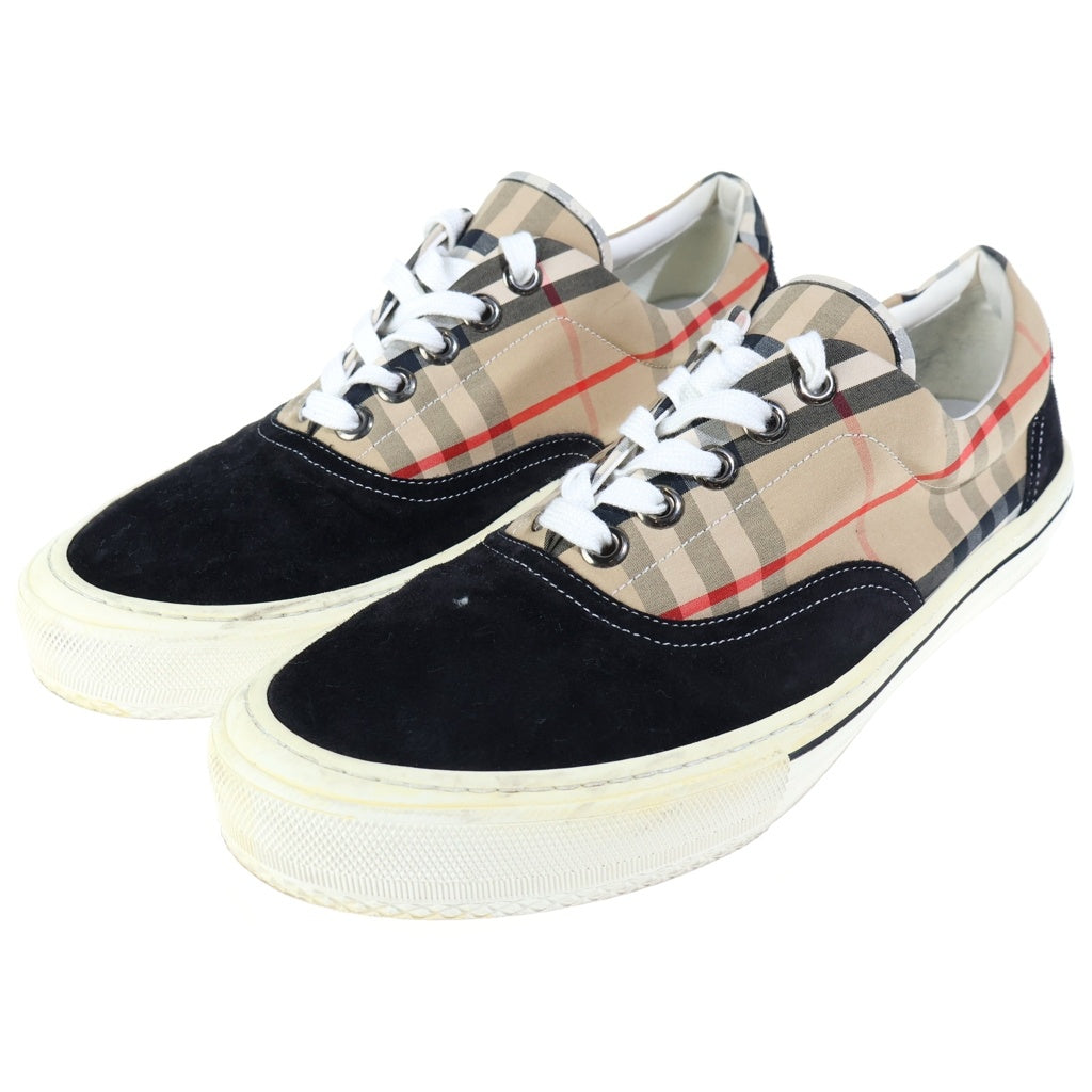 BURBERRY(バーバリー) ノバチェック スウェード ローカットスニーカー ブラック/ベージュ
