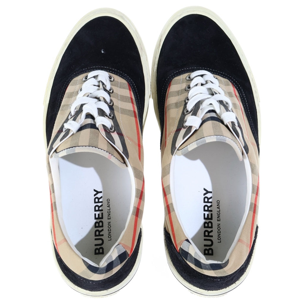 BURBERRY(バーバリー) ノバチェック スウェード ローカットスニーカー ブラック/ベージュ
