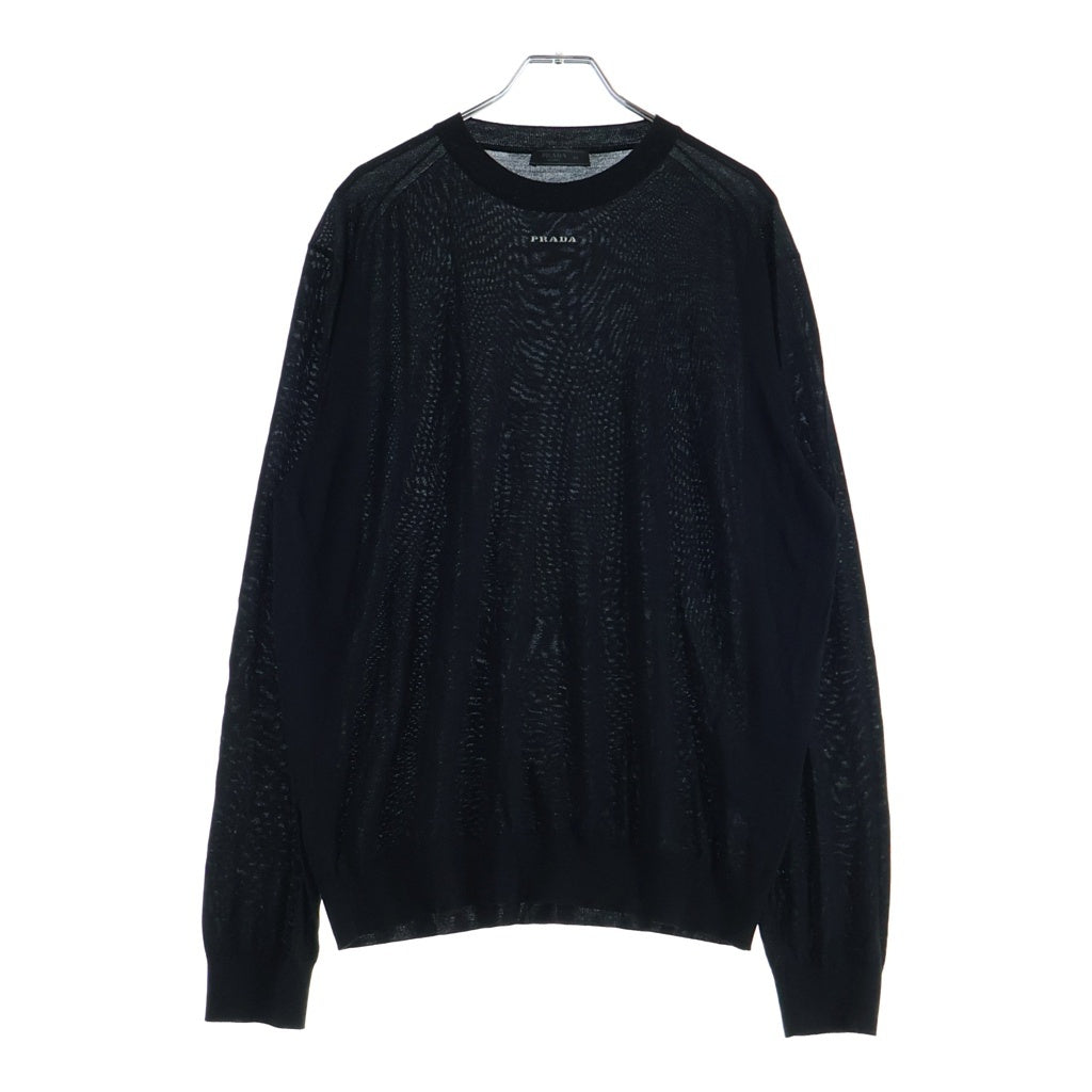 PRADA(プラダ) ロゴ スーパーファイン ウール クルーネック ニットセーター ブラック UMB528