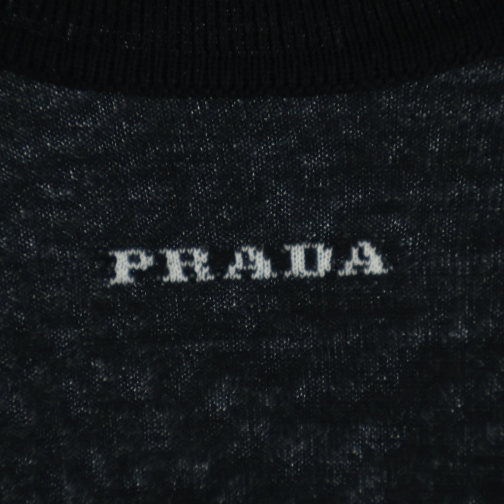 PRADA(プラダ) ロゴ スーパーファイン ウール クルーネック ニットセーター ブラック UMB528