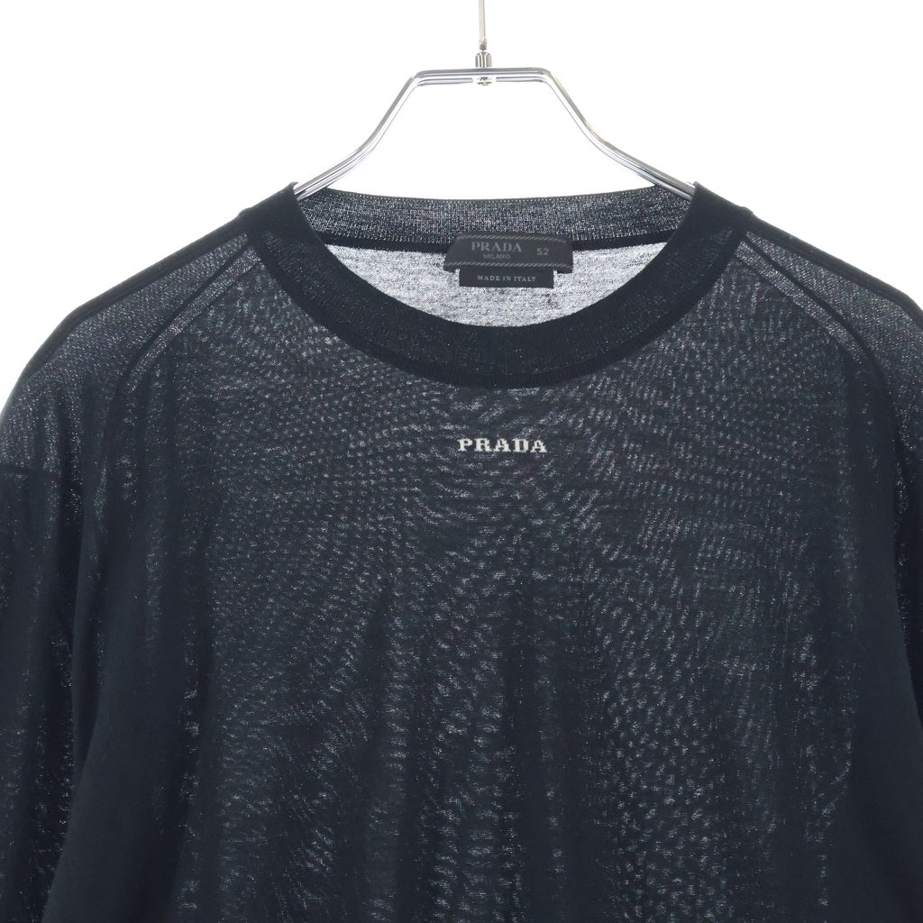 PRADA(プラダ) ロゴ スーパーファイン ウール クルーネック ニットセーター ブラック UMB528