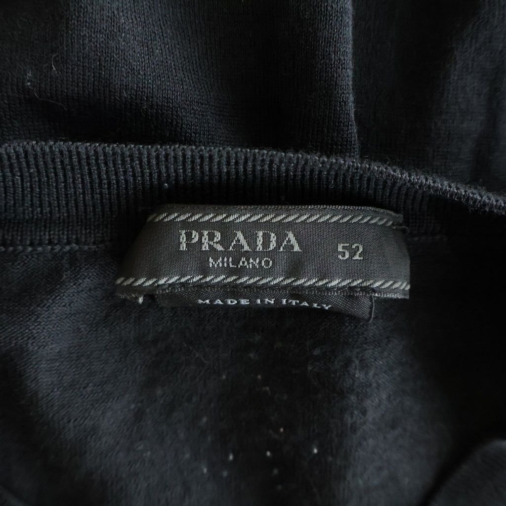 PRADA(プラダ) ロゴ スーパーファイン ウール クルーネック ニットセーター ブラック UMB528