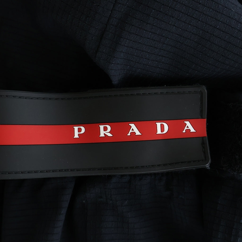 PRADA(プラダ) ラバーロゴ ウエストテープ ナイロン イージートラックパンツ ブラック SPG71