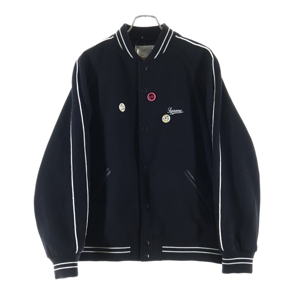 SUPREME(シュプリーム) 21SS Jamie Reid It's All Bollocks Varsity Jacket ロゴ刺繍 ウール バーシティジャケット スタジャン ブルゾン ブラック