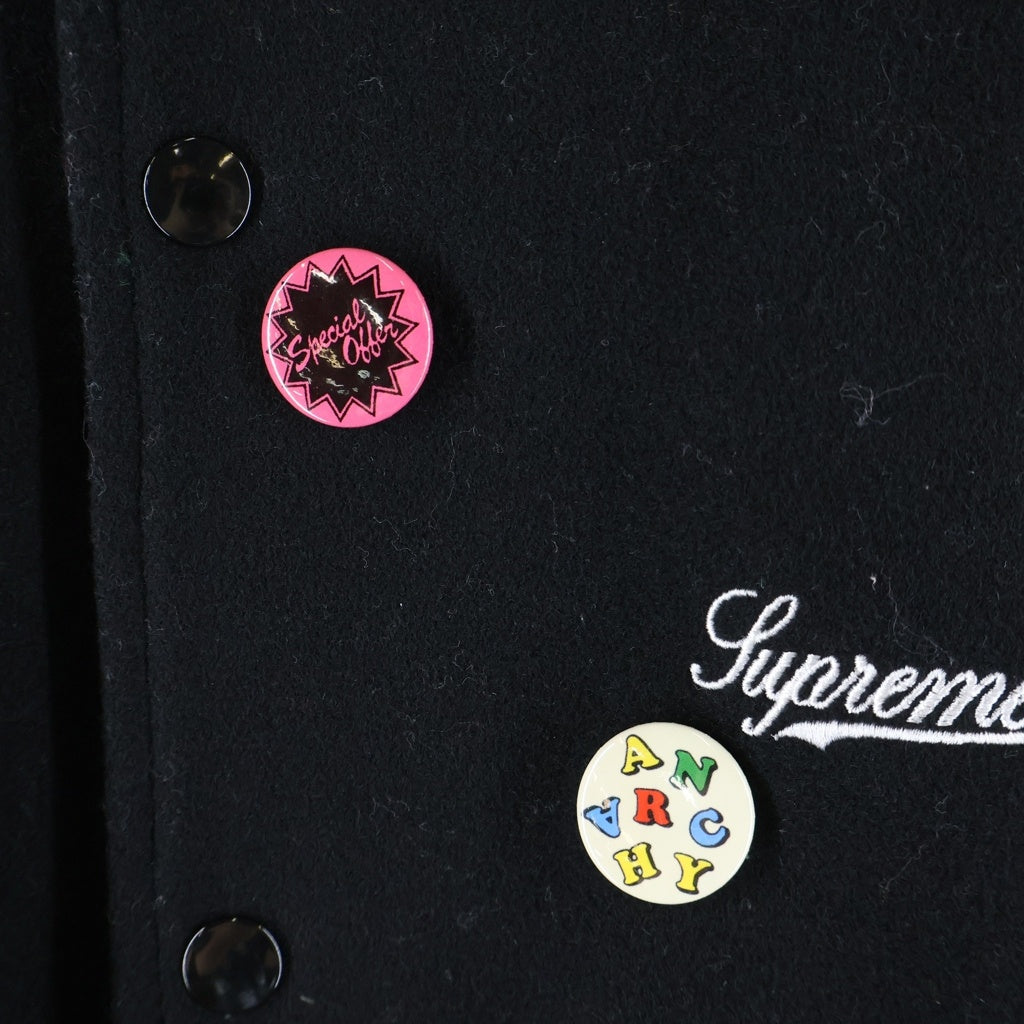 SUPREME(シュプリーム) 21SS Jamie Reid It's All Bollocks Varsity Jacket ロゴ刺繍 ウール バーシティジャケット スタジャン ブルゾン ブラック