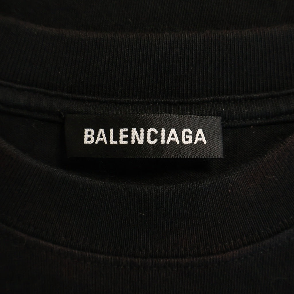BALENCIAGA(バレンシアガ) 20SS WFP Print Tee 両面プリント 半袖Tシャツ カットソー ロゴ コットン ブラック 612966 THV84 レディース