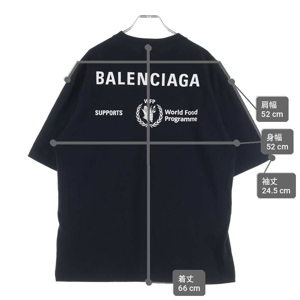 BALENCIAGA(バレンシアガ) 20SS WFP Print Tee 両面プリント 半袖Tシャツ カットソー ロゴ コットン ブラック 612966 THV84 レディース