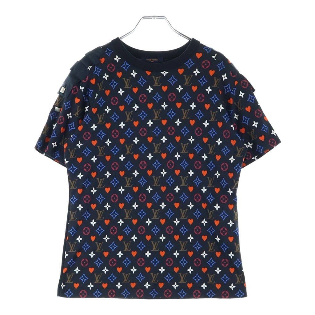 LOUIS VUITTON(ルイヴィトン) 21SS モノグラム ゲームオンコントラストバック 半袖クルーネックTシャツ ブラック/マルチカラー RW211A ZVX FKTS98 レディース