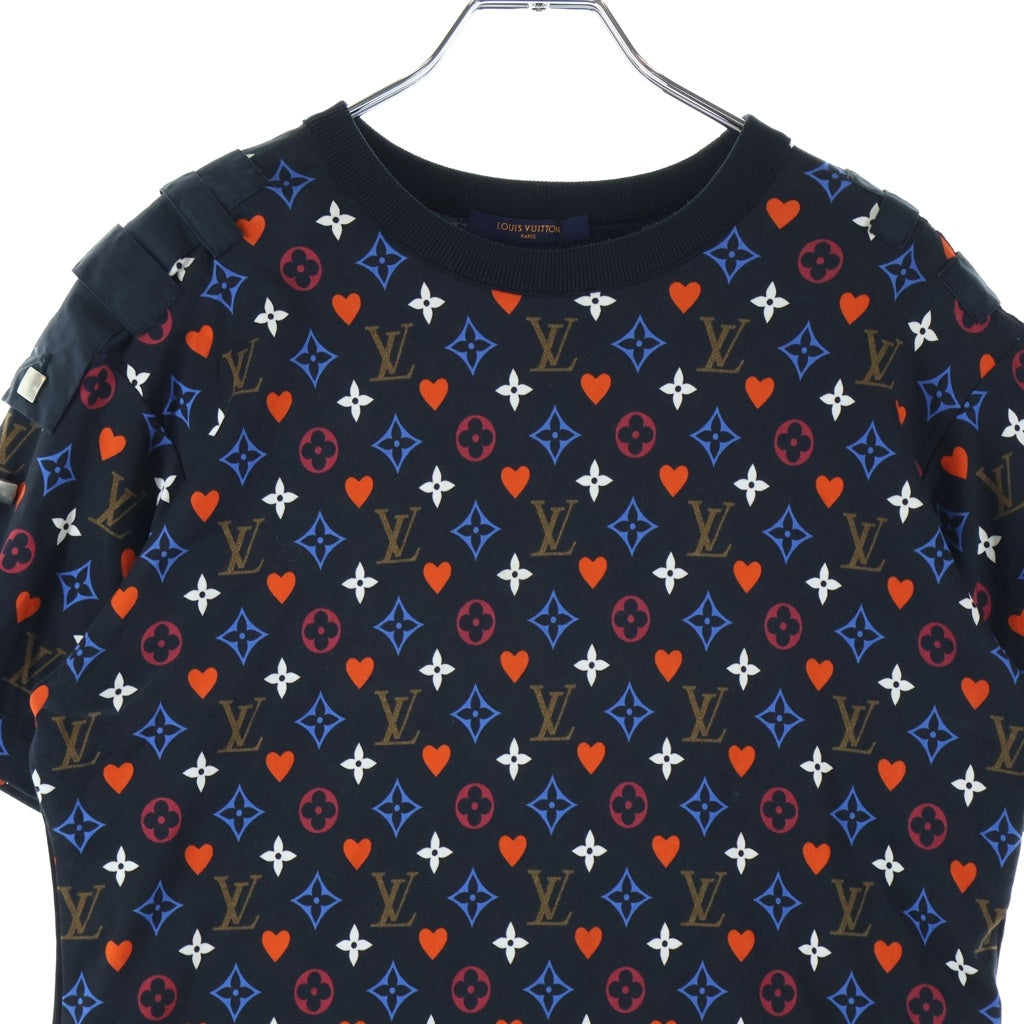 LOUIS VUITTON(ルイヴィトン) 21SS モノグラム ゲームオンコントラストバック 半袖クルーネックTシャツ ブラック/マルチカラー RW211A ZVX FKTS98 レディース