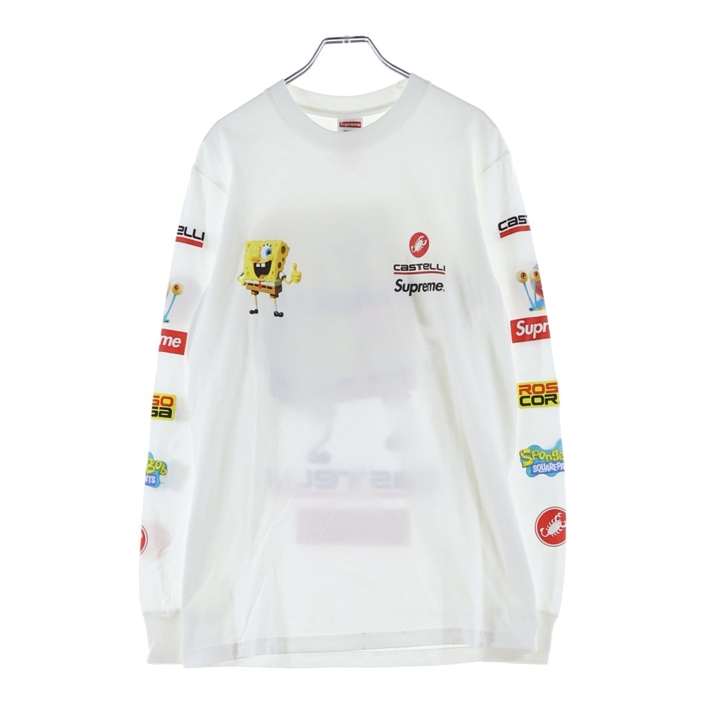 SUPREME(シュプリーム) 25SS xSpongeBob Castelli Racing Tee スポンジボブ カステリ レーシング エルエス クルーネック ロングTシャツ ホワイト